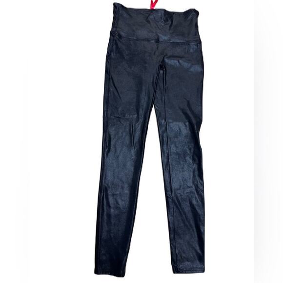 Spanx Black Faux Leather Tummy Control Leggings 2437 Sz Large MSRP $98 - Picture 2 of 4